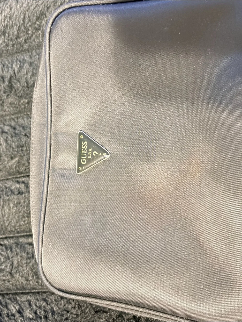 GUESS Black Makeup Bag with Logo Plaque